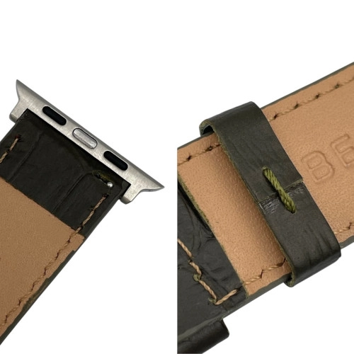 24 mm Spor S Kroko Yeşil Deri Apple Saat Kordonu